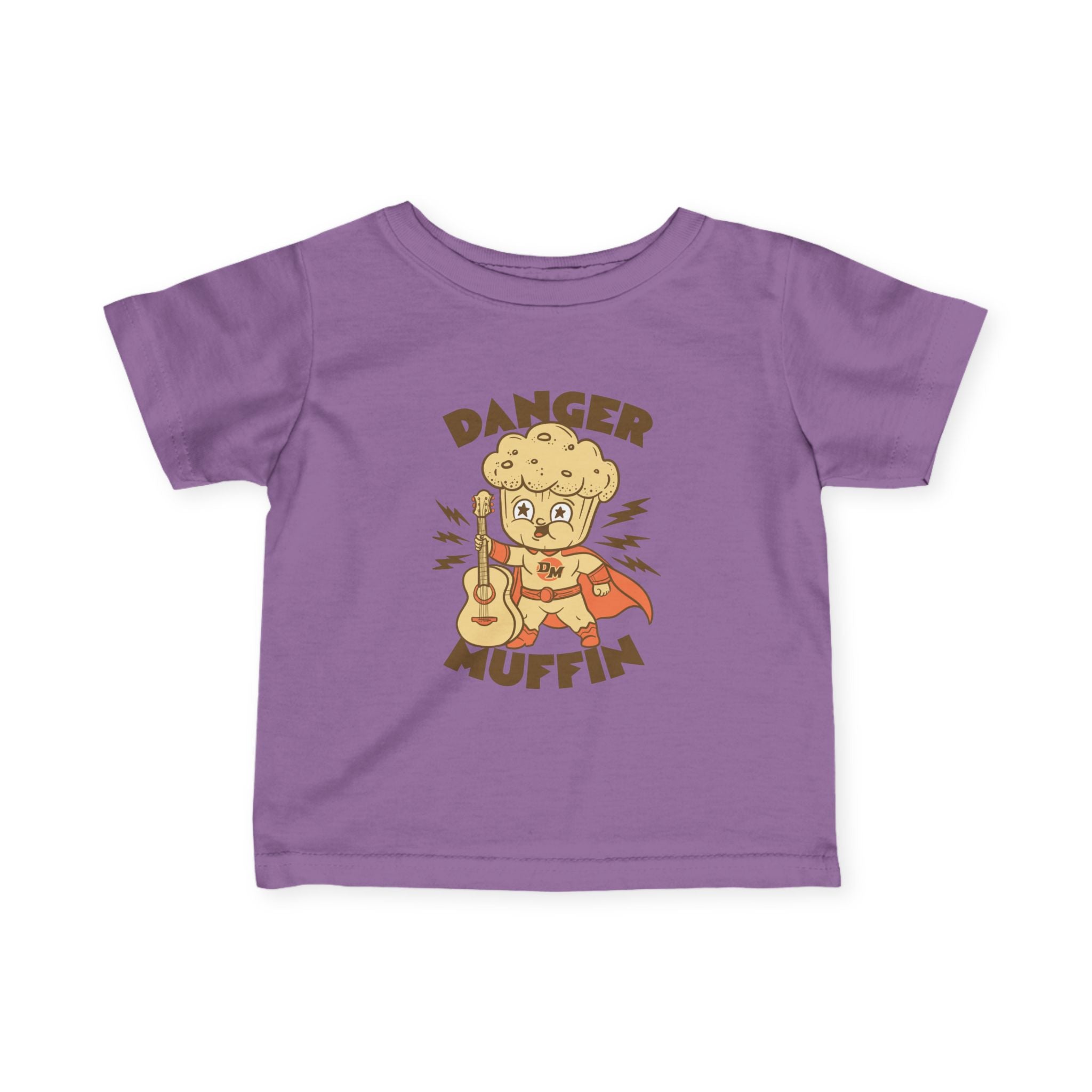 Infant Tee — "Danger Muffin" Superhero Muffin Graphic Baby Shirt