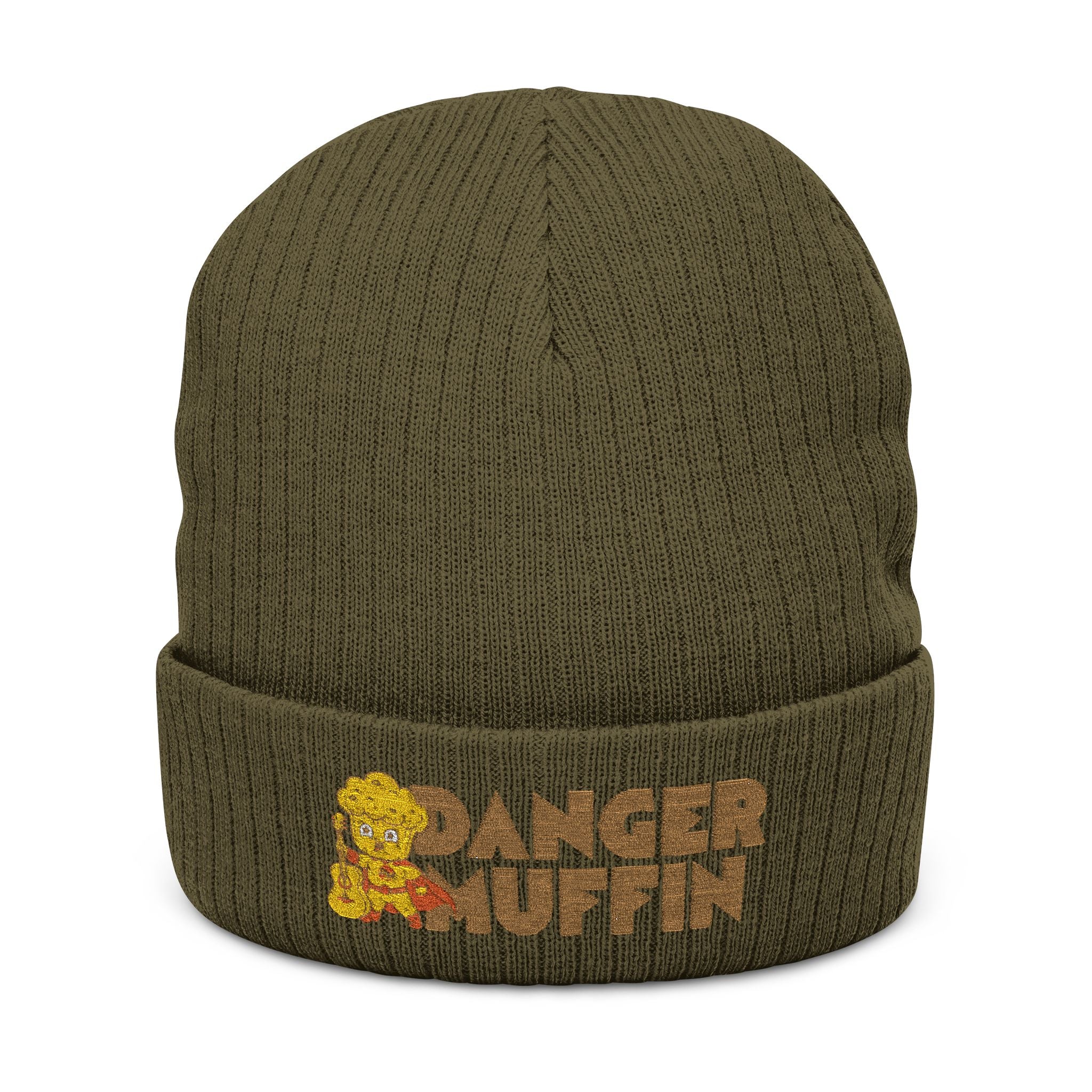 Embroidered 'Danger Muffin' Ribbed Beanie