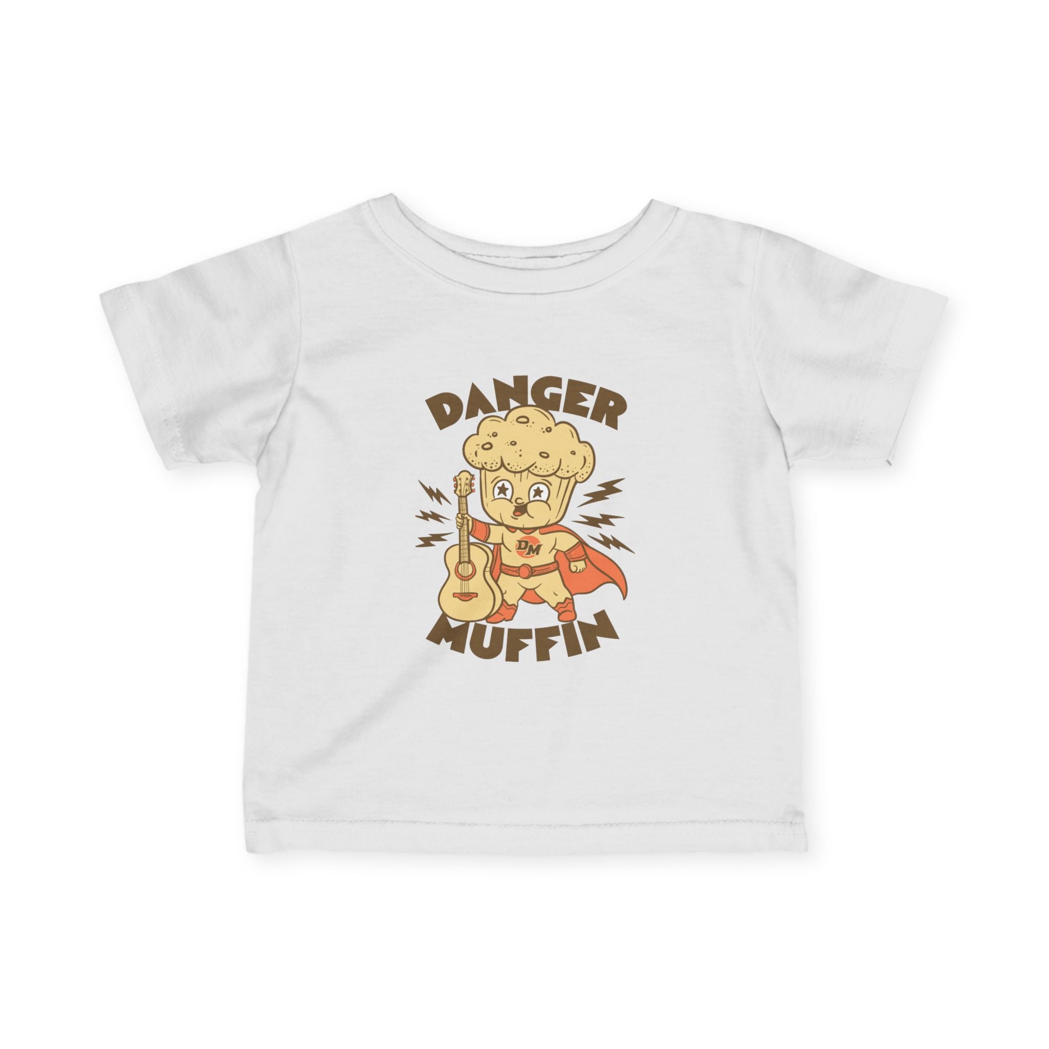 Infant Tee — "Danger Muffin" Superhero Muffin Graphic Baby Shirt