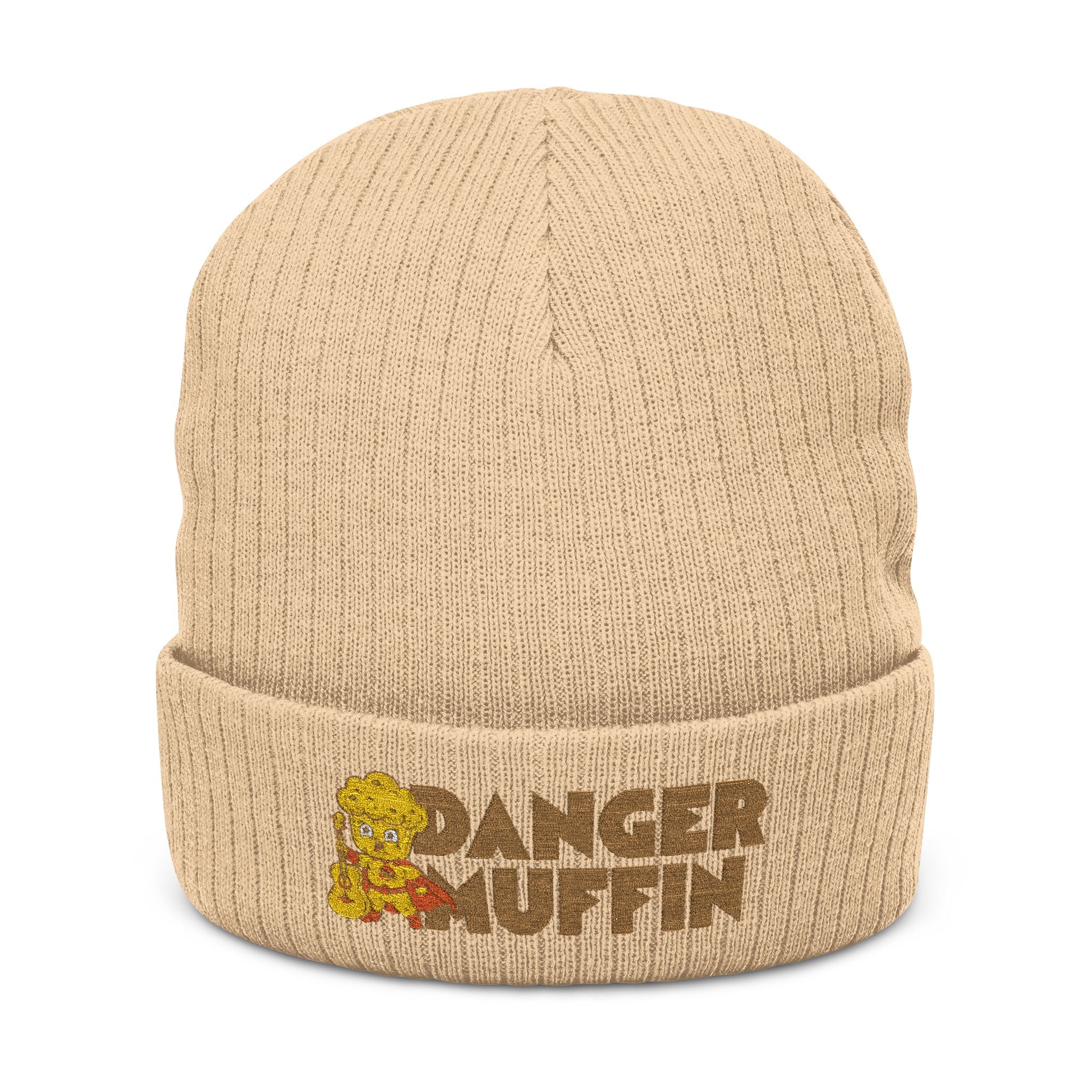 Embroidered 'Danger Muffin' Ribbed Beanie